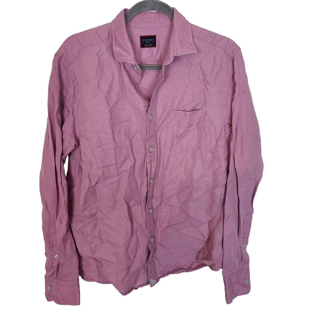 UNTUCKit Mens Linen Blend Button Shirt M Career Business Office Work Minimalist